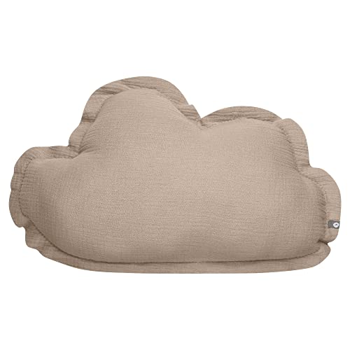 von Herzen Handmade Musselinkissen Wolke aus 100% Baumwolle Kinderkissen Dekokissen aus Musselin Wolkenkissen für Kinderzimmer & Bett (Taupe)