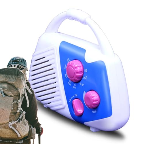 Radio de Douche - Radio de Salle de Bain,Récepteur AM/FM avec Poignée Fonctionnant sur Piles - Son Stéréo pour Maison, Douche, Pêche, Parc, Randonnée et Camping