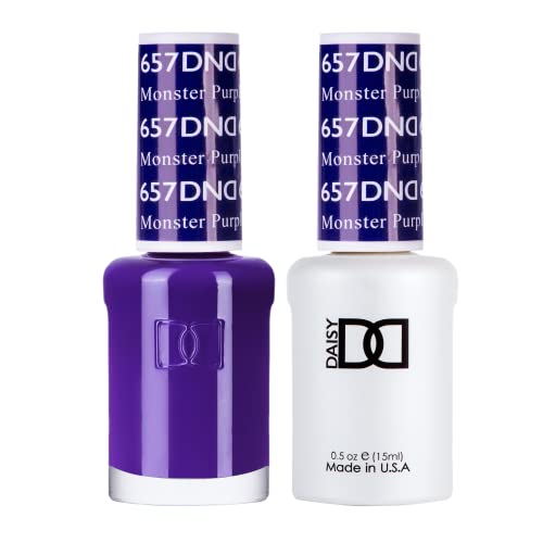 DND Gel Polish Set, Purple Collection, UV/LED Gel Polish and Air Dry Nail Lacquer, Matching Chip-Free Polish Duo, 657 Monster Purple, 0.5 Fl Oz