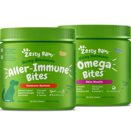 Allergy Immune Soft Chews + Hemp Seed For Dogs + Omega 3 Alaskan Fish Oil Chew Treats For Dogs - With Alaskomega #TOP26