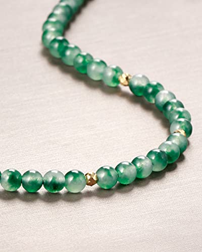 Jewever Adjustable Moss Agate Anklet for Women - Beach Foot Jewelry with Real Gemstone Healing Crystals for Yoga and Meditation - Image 2