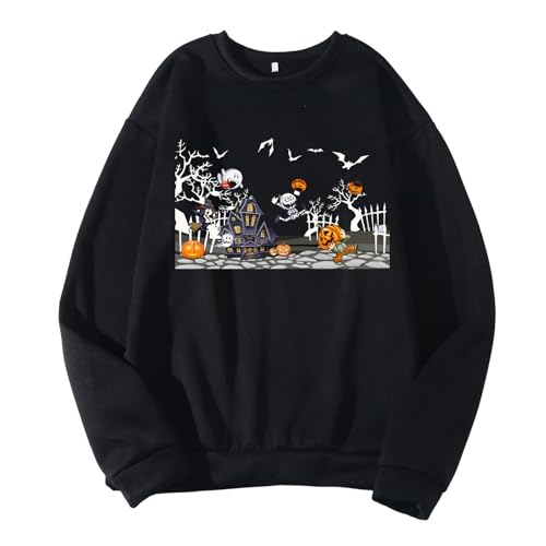 Mens Pullover Long Sleeve Shirts Halloween Men's Fall And Winter Hoodless Sweatshirt Sweater Sweatshirt