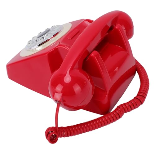 Teléfono vintage con cable Fabater con función de rellamada y acabado rojo resistente