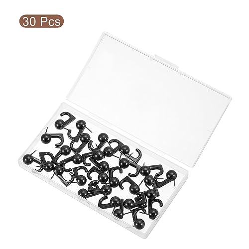 Image of uxcell Picture Hanging Hooks, 30pcs 20 Lbs - Zinc Alloy Hangers Nails, Push Pins for Hanging on Home Office Wooden or Fabric Wall (Black)