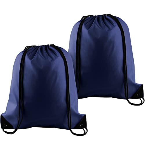 Image of KUUQA 2 Pcs Navy Blue Drawstring Backpack Drawstring Bag Bulk Sports Cinch Bags String Backpack Storage Bags for Gym Traveling