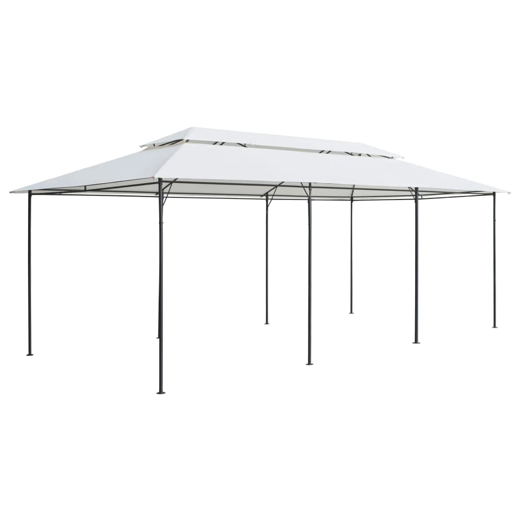 Pawilon ogrodowy z zasłonami, 600 x 298 x 270 cm, biały, 180 g/m², rura stalowa, namiot imprezowy, na taras, balkon, kemping, wesele, grillowanie, imprezę w ogrodzie