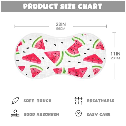 xigua Watercolor Watermelon Muslin Baby Burp Cloths Set of 4, Super Soft & Absorbent Burping Rags, Cotton Burp Clothes Shower Gift for Newborn, Baby Girls and Boys4