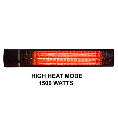 Hiland Hil-Tw15R Electric Wall Mount Infrared Indoor/Outdoor Heater, 1500 Watts, Remote Control, Variable Temperture, Black #TOP3