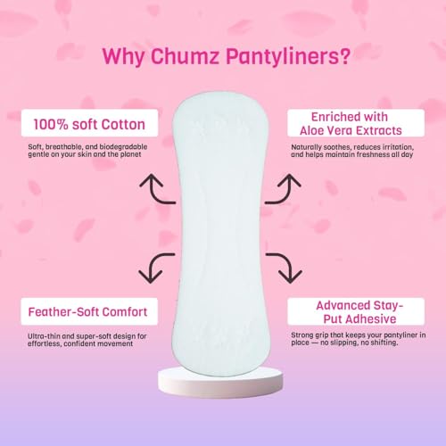 Image of Chumz Aloe Vera Panty Liners & Intimate Wash Combo | 60 Count | 185mm Long & Intimate Wash for Women, 100ml | Daily Hygiene Wash with Lactic Acid & Chamomile