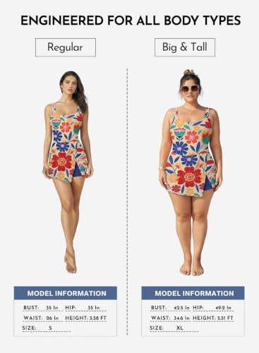 Image of Aleumdr One Piece Swimdress Swimsuit for Women Tummy Control Split Swim Dress Skirt Bathing Suit with Pockets