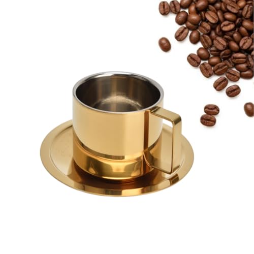 Materiale del prodotto: le nostre tazze di caffè in acciaio inossidabile sono realizzate in acciaio inossidabile di grado alimentare, tazza di caffè in acciaio inossidabile e piattino non è facilmente deformato e tazze di caffè in acciaio inossidabile non facilmente danneggiate