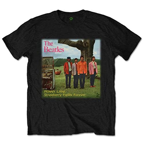 The Beatles Official Strawberry Fields Forever Rock T-Shirt Top Vêtements pour homme femme Unisexe - Les Beatles, Paul McCartney, John Lennon, RIngo Starr, George Harrison The Beatles Official Strawberry Fields Forever Rock T-Shirt Top Vêtements pour homme femme Unisexe