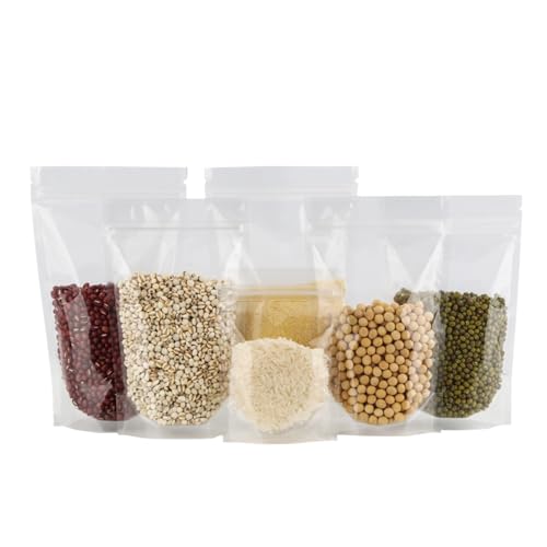 WACCOMT Pack 3.15mil Thick 100pcs Resealable Food Stand Up Pouches Clear