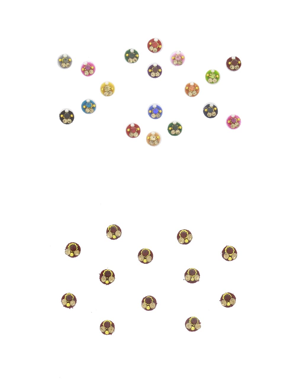 The Clara Dimond Bindis For Women | Fancy Round Bindis | Traditional Forehead Tikali Bindis | Pottu Bindis | Multi Colour Combo Bindis Set