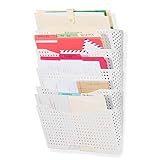 Wallniture Lisbon Wall Mount File Holder Organizer Metal Modern Modular Design Metal Storage Level Folders White Steel Durable Construction (5 Pack)
