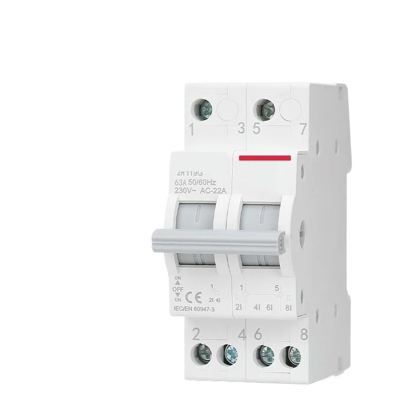 Interruptor de transferencia manual de doble potencia con riel DIN regulable de 40A a 125A 3