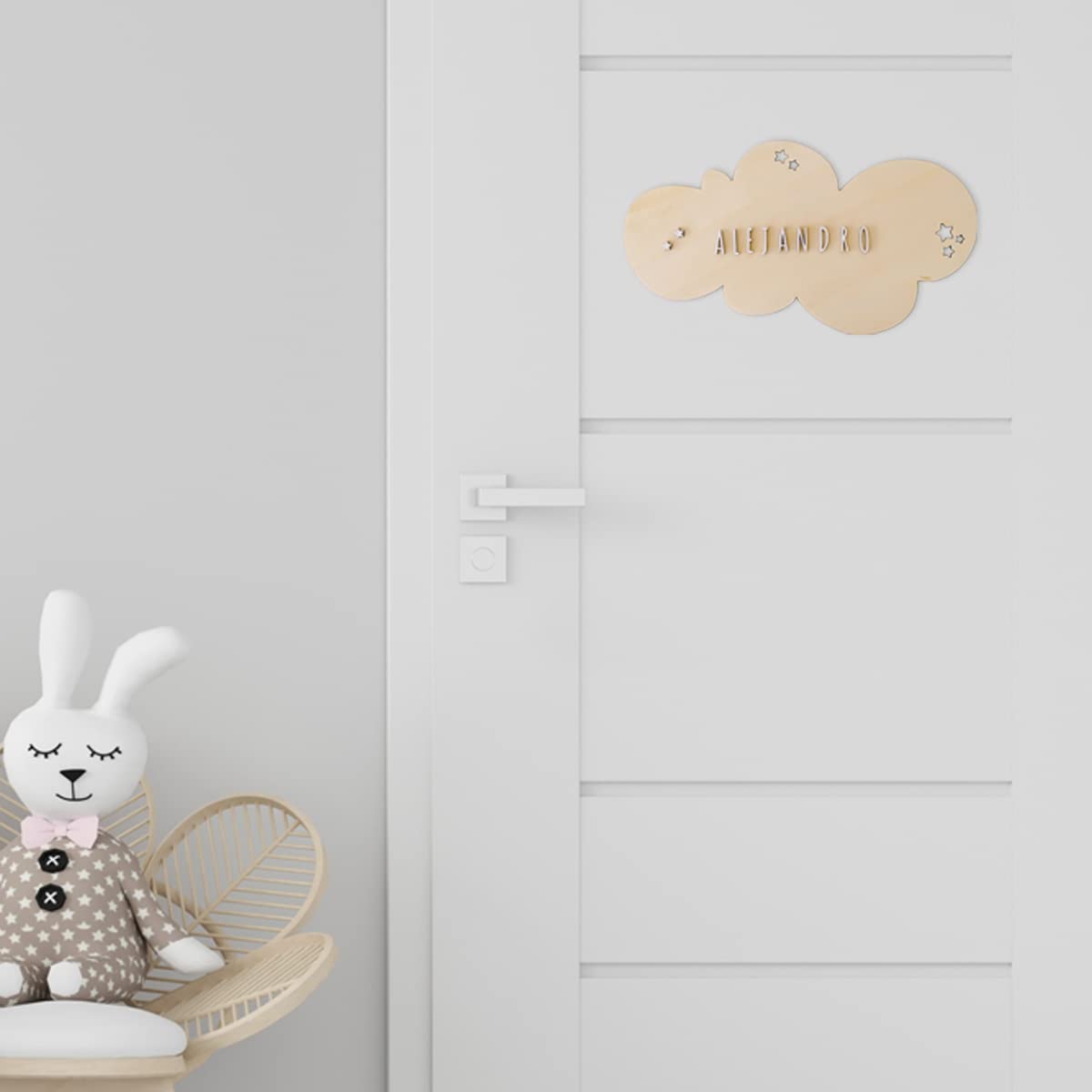 nagu® Nombres De Madera Personalizados. Placa Decorativa Gran Tamaño Para Decoracion de la Habitación del Bebé, Niño o Niña. Letras Decorativas Adhesivas para Personalizar el Nombre en Madera