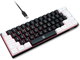 SNPURDIRI 60% Wired Gaming Keyboard, RGB Backlit Membrane Keyboard But Mechanical Feeling,Ultra-Compact Mini Waterproof Keyboard for PC Computer Gamer White and Black