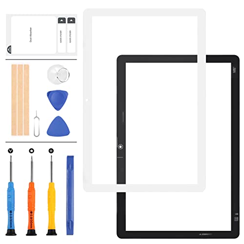 10.1 Pulgadas para Huawei MediaPad T5 10 Versión WiFi Pantalla Táctil Frontal Cristal Exterior Panel de Lente de Reemplazo AGS2 W09HN L09 AGS2 W09 AGS2 L03 AGS2 W19 Kit de Reparación (WiFi Blanco)