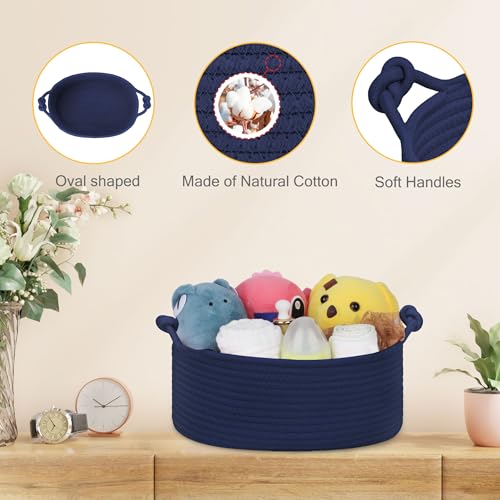 Image of Small Empty Gift Basket with Bag & Ribbons, Navy Blue