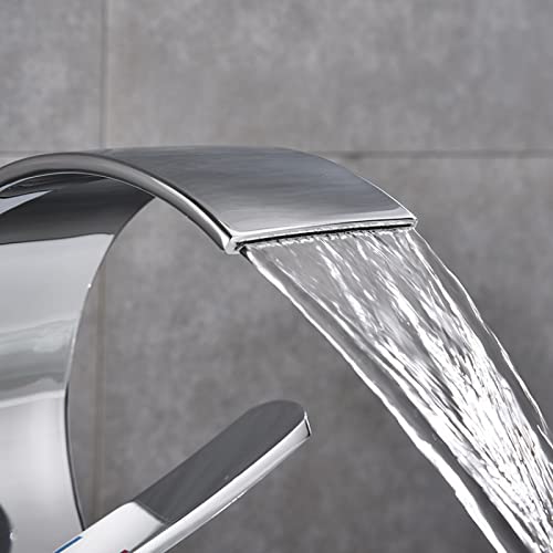 Robinet d'évier de salle de bain cascade monotrou mitigeur lavabo chrome