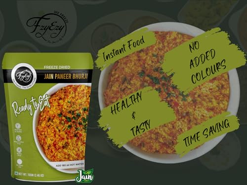 Image of FzyEzy Freeze-Dried Jain Paneer Bhurji - 70g | Authentic Jain Vegetarian Cuisine | Instant Gourmet Delight | No Onion, No Garlic | Ready-to-Eat Jain Meal | Gluten-Free & Preservative-Free | Convenient Travel-Friendly Indian Dish