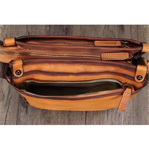 10Inch Genuine Leather Shoulder Bags Mens Casual Daypacks Waist Packs Messenger Bags Travel Bags Crossbody Bags(Brown)3
