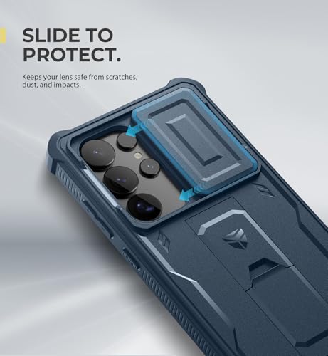 Image of Dexnor for Samsung Galaxy S25 Ultra Case with Built-in Slide Camera Cover & Screen Protector & Kickstand, Heavy-Duty Shockproof Rugged Case Full-Body Bumper Cover for Galaxy S25 Ultra(2025),Navy Blue