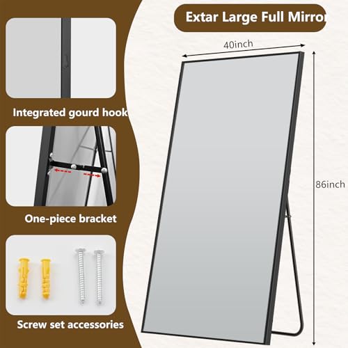 Image of Koonmi 86 inchx40 inch Floor Mirror Full Length, Large Black Mirror