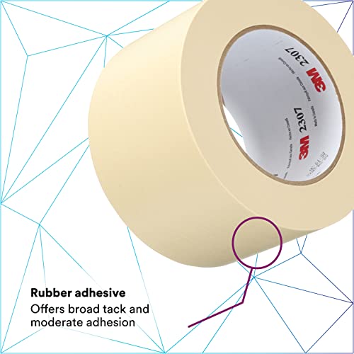 Image of 3M Masking Tape 2307, Tan Color, General Purpose, Rubber Adhesive, Crepe-Paper Backing, 72 mm x 55 m, 5.2 mil, 12 /Case