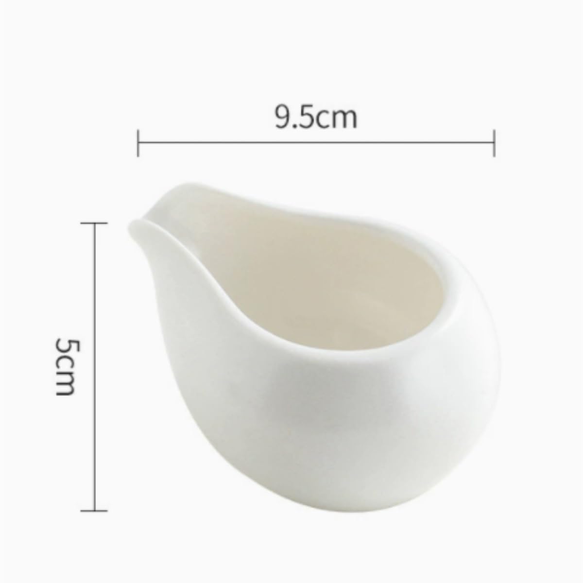 Salsiera per salsa per condimenti per insalata, salsa a bocca affilata, tazza per latte, latte, caffè, serbatoio per latte in ceramica, per cucina e ristorante (bianco)