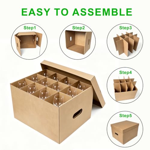 4-Piece Wine Glasses Moving Boxes (15 x 12 x 10 inches) moving boxes with handles,Glassware and Tableware packing boxes for moving - Image 3