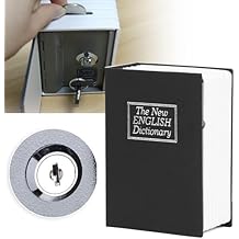 Book Safe with Key Lock, Hidden Money Box That Looks Like a Real Book Discreet Metal Lock Box for Cash Jewelry Passports Diversion Safe for Home Office Bookshelf Decor 5.9"x5.1"x4.7"