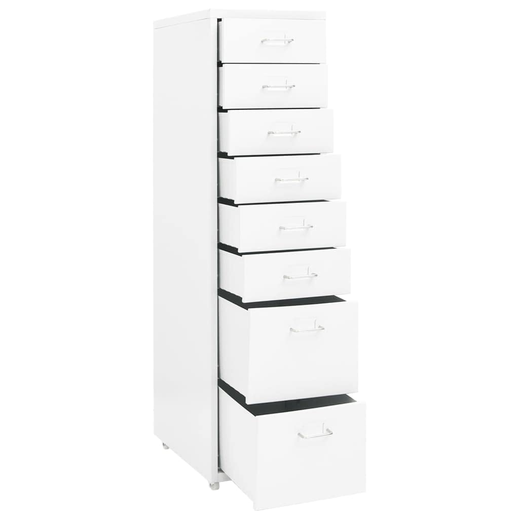 Brokky Schedario Mobile Bianco 28x41x109 cm in Metallo-Cassettiera,Mobiletto da Ufficio con Serratura,Regolabile per Cartelle Sospese,Superficie Testurizzata,per Ufficio,Studio