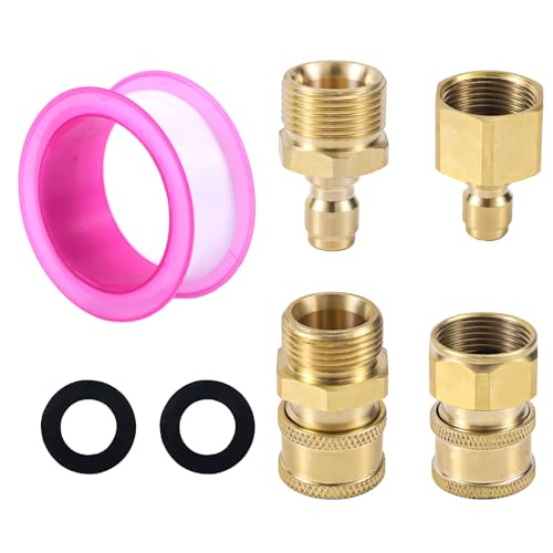 Gosknor 4pz Adattatori per Idropulitrice da M22-15mm a 0,95cm, Attacco Rapido e Sgancio Rapido Adattatore Idropulitrice a 0,95cm Pompa Flessibile per Idropulitrices da 5000 PSI