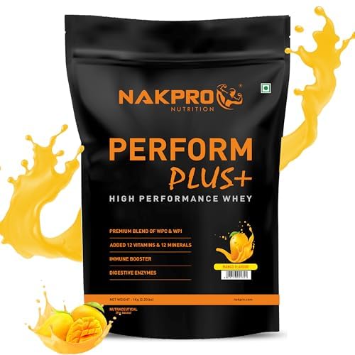 NAKPRO Perform Plus+ Whey Protein Concentrate with Digestive Enzymes | 24g Protein, 5.7g BCAA | Easy Mixing, Easy Digesting (1 Kg, Mango) (B09H46RZVJ) Amazon Price History, Amazon Price Tracker