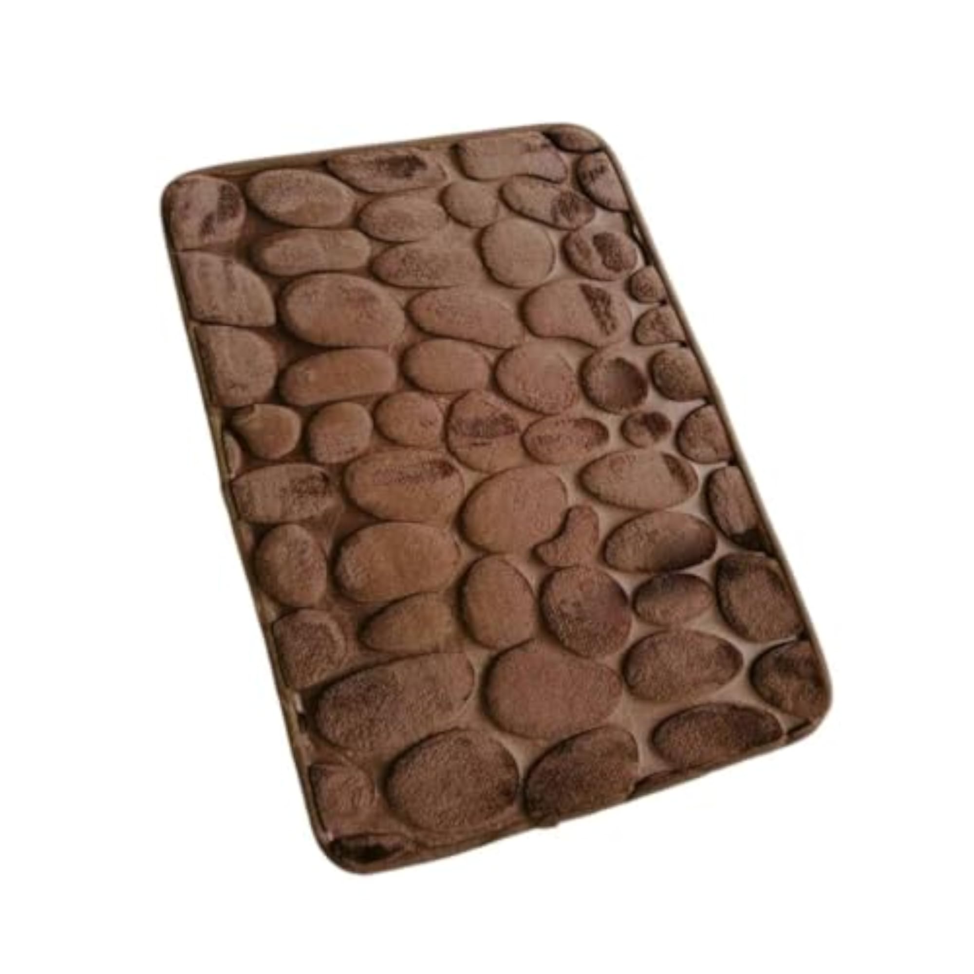 3D Effect Cobblestone Embossed Floor Rug for Bathroom