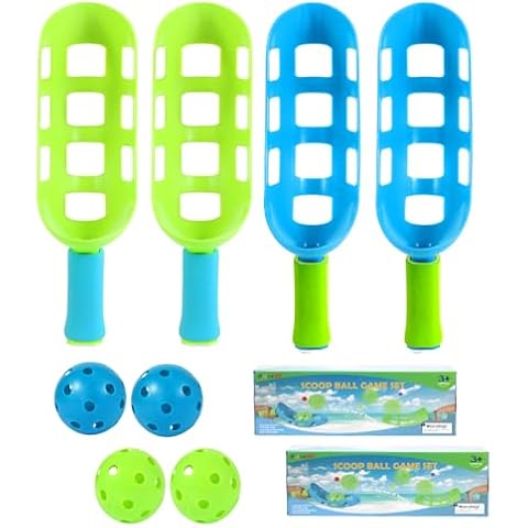 PULEEBO Scoop Ball Set for kids - 2 Sets of Scoop and Toss Game includes 4 Scoops & 4 Balls, Outdoor Indoor Game for kids, Beach Lawn Backyard Scoop Ball Game for Kids and Family Cover
