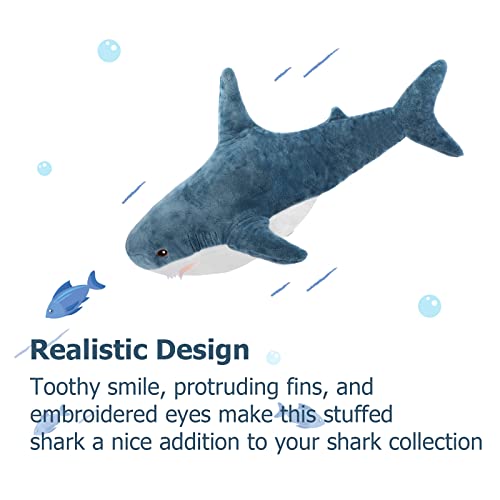 Image of MorisMos 31inch Giant Shark Stuffed Animal Plush, Large Stuffed Shark Toy, Soft Shark Pillow for Kids Boys Girls Birthday Christmas, Blue