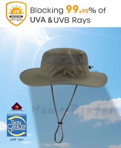Image of Home Prefer UPF 50+ Men's Sun Hat Wide Brim Bucket Hat UV Protection Hat for Mens Womens Beach Safari Gardening Golf Fishing