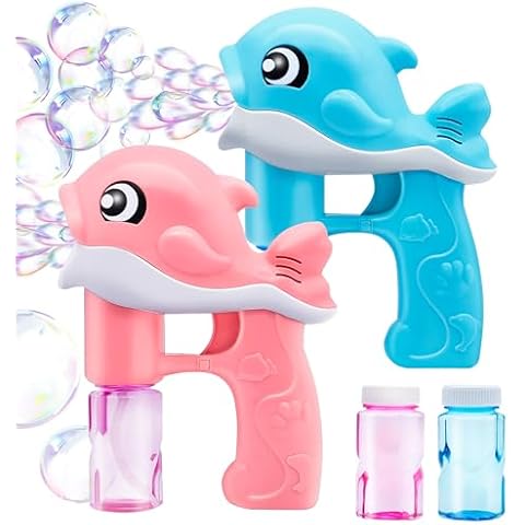 JOYIN 2 Bubble Guns Kit with 4 Solutions Cover