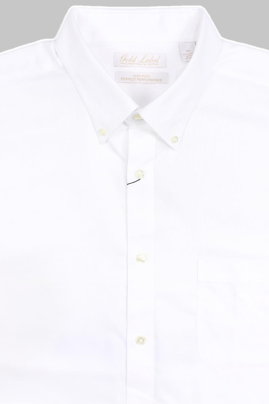 Gold Label Men's Wrinkle-Free Shirts Short Sleeve Button Down Casual Dress Shirt with Pocket, Regular Sizes