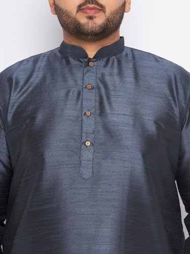 Image of Vastramay Plus Men's White Silk Blend Kurta Pyjama Set VPLUSMKWH001nPBL 44 | Independence Day