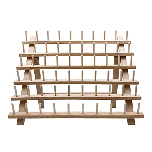 STUDIO LIMITED Braiding Hair Rack, 60 Spool Wooden Braiding Hair Holder, Thread Rack for Sewing, Quilting, Embroidery, Hanging Accessories