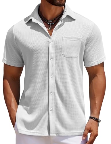 COOFANDY Men's Knit Button Down Shirts Casual...