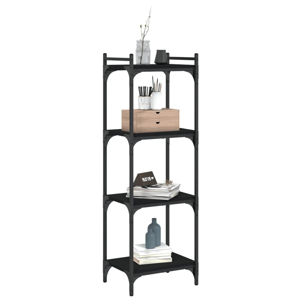 Homgoday Regał na książki, 4 półki, stojący, biurowy, magazynowy, do przechowywania, regulowane nogi, do salonu, gabinetu, biura, czarny, 40 x 30 x 120 cm, materiał drewnopochodny
