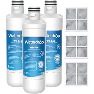 Waterdrop ADQ747935 LT1000PC Replacement for LG® LT1000P®/PC/PCS ThinQ® Refrigerator Water Filter, LFXS26973S, LMXS28626S, LMWS27626S, LFXS28596S, ADQ74793501 and LT120F®, 3 Combo