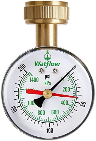 Watflow 2-1/2" Water Pressure Test Gauge, Garden Hose Pressure Gauge, House Water Pressure Gauge, 3/4" Female Hose Thread, 0-200 psi/kpa with Drag Pointer