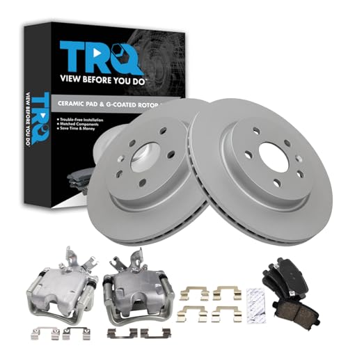 Image of TRQ Rear Brake Pad and Rotor Set Ceramic Vented Coated Rotors Calipers | For 2013-2016 Buick LaCrosse 2011-2016 Regal 2014-2019 Chevrolet Impala 2013 Malibu