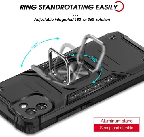 LeYi for Samsung Galaxy A03(Not A03S) Phone Case and 2 Tempered Glass Screen Protector, with Ring Holder Shockproof Military Grade Protective Mobile Phone Cover Case for Samsung Galaxy A03 Black